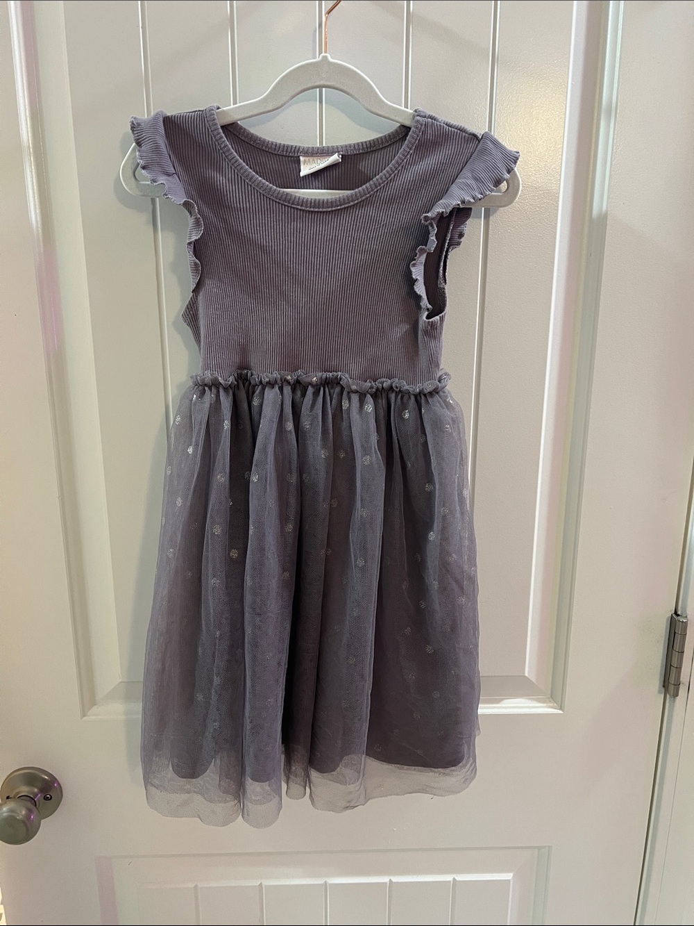 Madison Dusty Purple Tulle Dress with Ruffle Sleeves